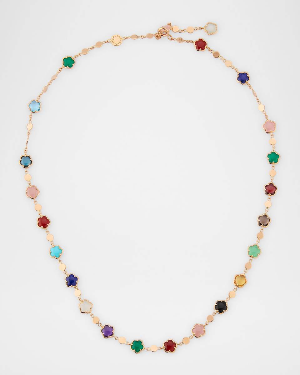 18K Rose Gold Figlia dei Fiori Necklace with Multicolor Stones